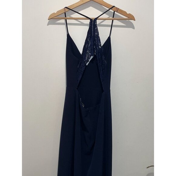 Lovers and Friends Navy Blue Helena Gown Maxi Dress Women size 4 - Picture 6 of 12
